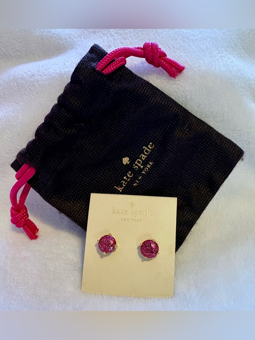 Kate Spade Hot Pink Glitter Round Stud Earrings